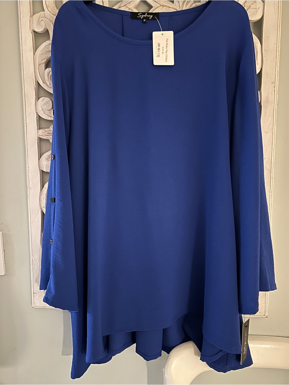 Flowy Long-Sleeve Tunic in Cobalt Blue